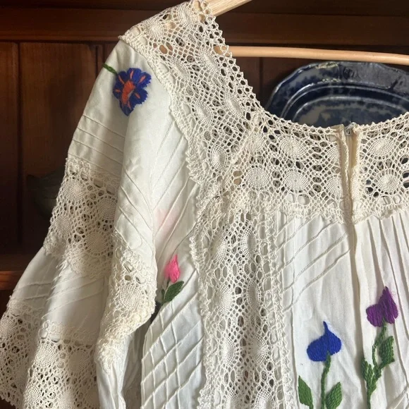 Floral Mexican Embroidered Dress - Picture 7 of 11